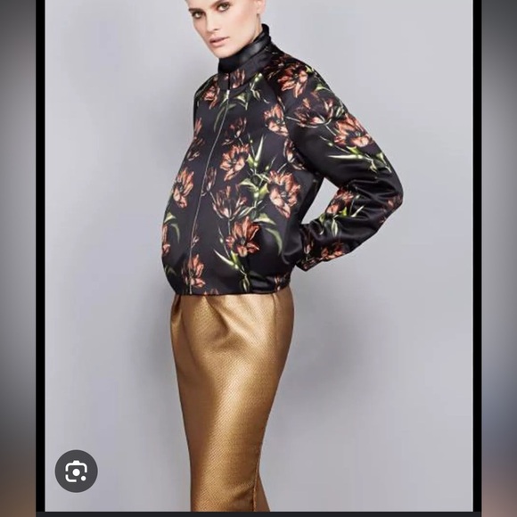 M&S Collection Black Floral Bomber Jacket | UK 14 / US 10 - Picture 4 of 15